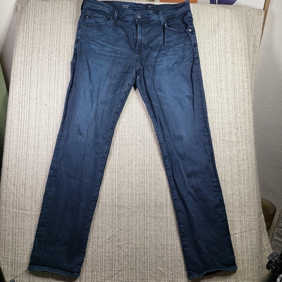 Adriano Goldschmied Everett Jeans Mens 38x34 Blue Slim‎ Straight AG Denim USA - Picture 2 of 9